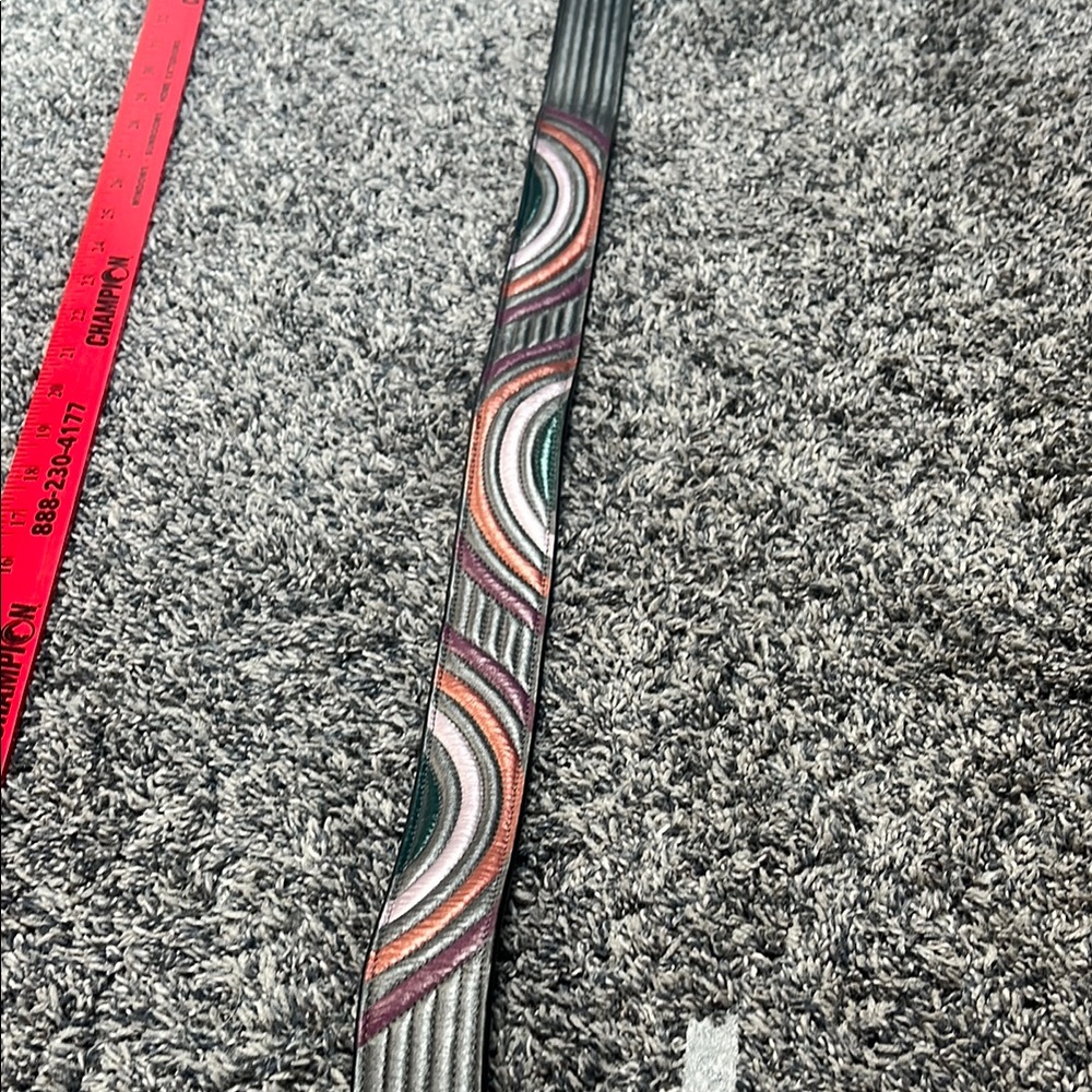 Metallic pewter rainbow coach novelty purse strap quilted leather